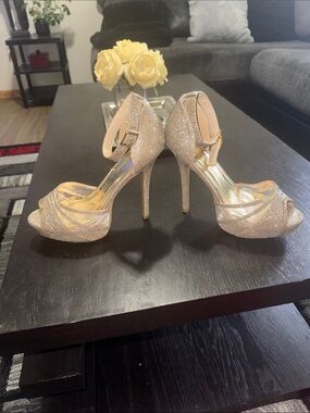 Bakers Sparkling Champagne High Heel Platform Sandals
